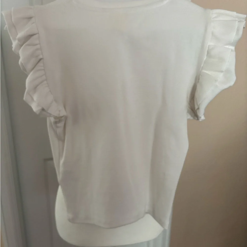 Zara Cream Ruffle Sleeve Tank Top - Picture 2 of 2